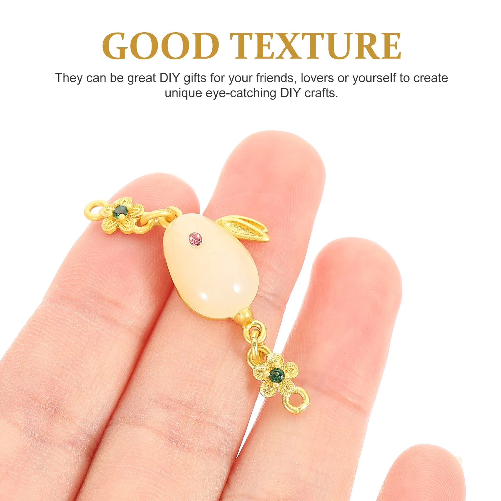 

5 Pcs Jade Rabbit Pendant Christmas Supplies Jewelry Charms Bracelets Feng Shui for Necklaces Glass