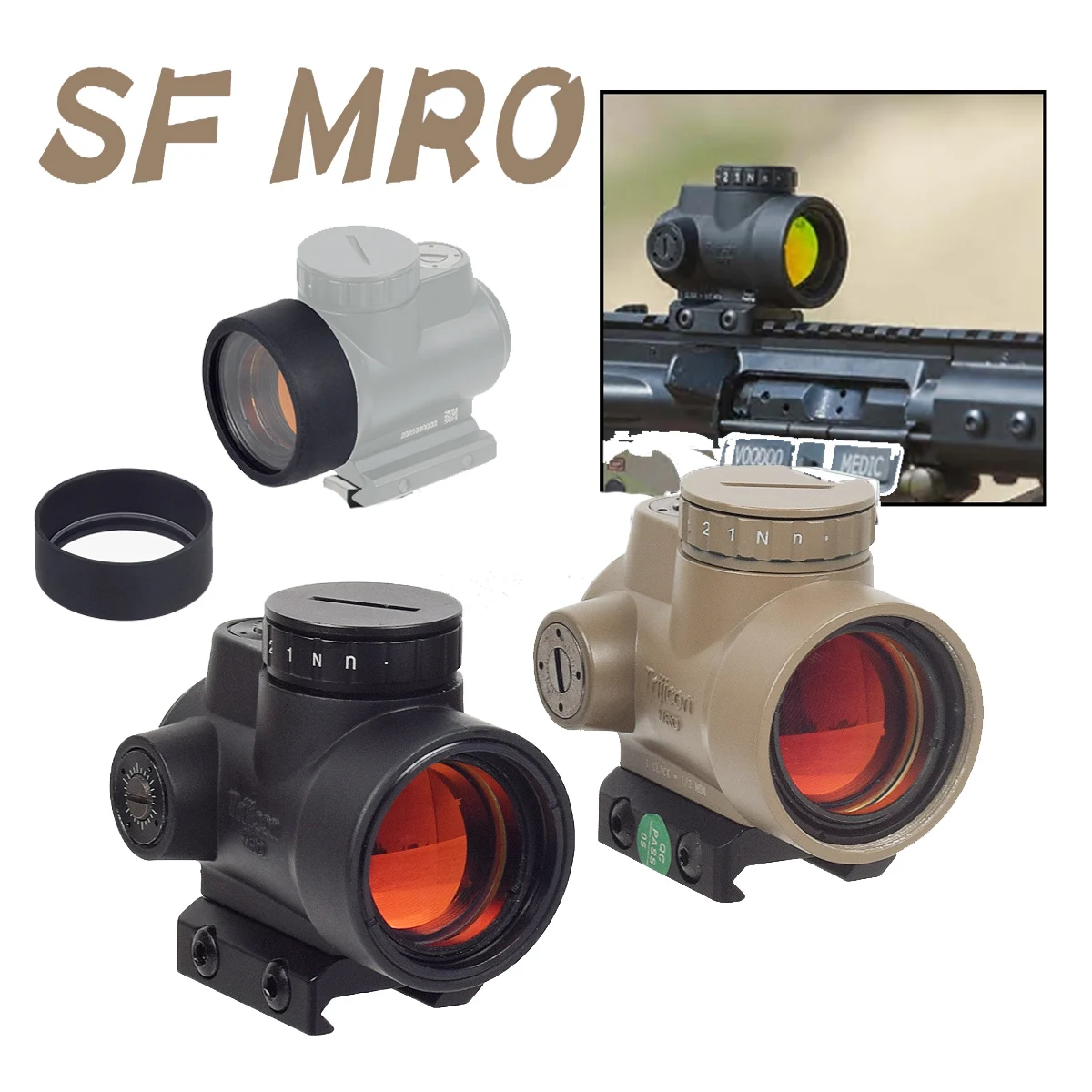 Tactical Trijicon MRO SRO Reflex Red Dot Sight Scope Collimator Airsoft Scope AR15 M4 Hunting Holographic Riflescope Protect