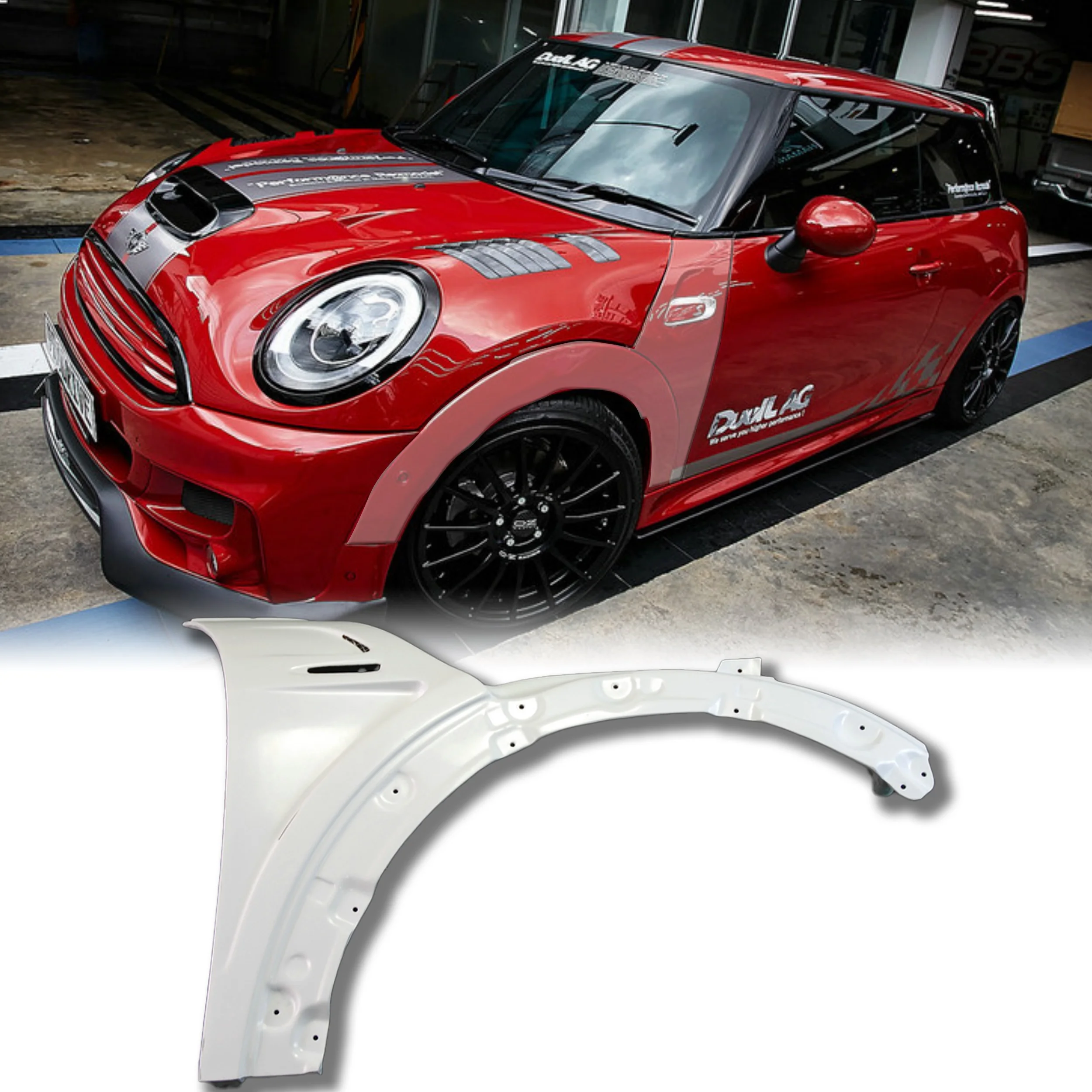 

Unpainted DAG Style Luxury Fiber Glass Front Fender Flares Kit Vented Design for Mini Cooper S F56 Car