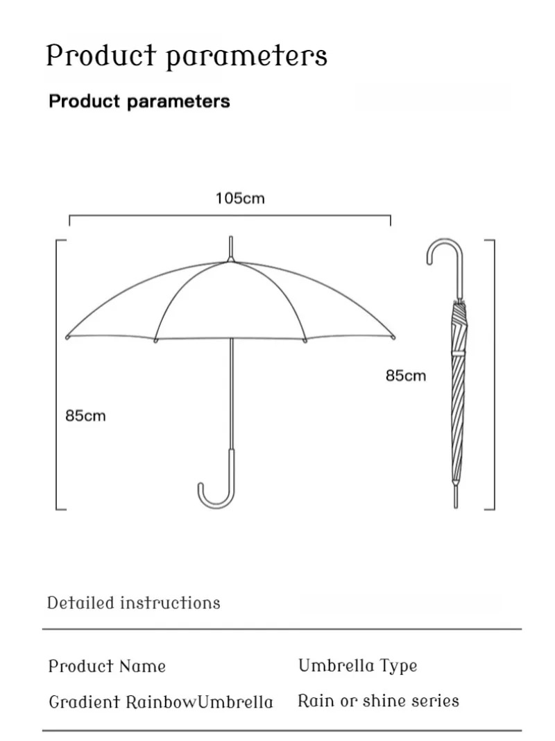 The new 16-bone gradient high-density vinyl straight umbrella sunscreen UV increase long handle umbrella rain and sunny dual-use