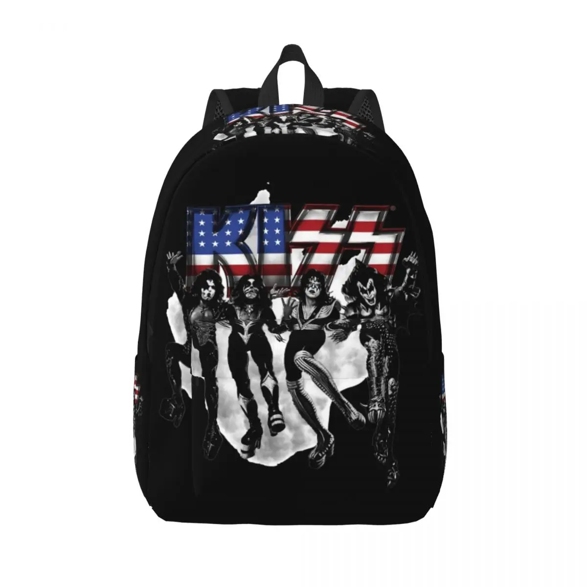 KISS The Band USA Flag Rock Music Backpack for Men Women Fashion School Hiking Daypack Laptop Computer Shoulder Bag Outdoor