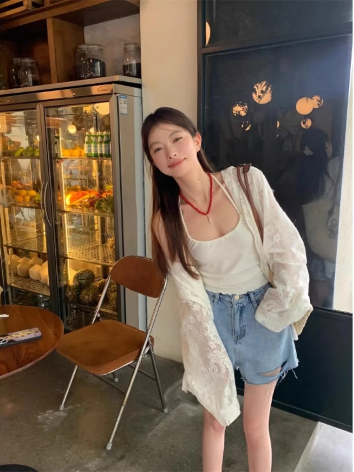 

Lightweight Long Sve Lace Hoodie Cardigan Women's Spring Autumn Casual Loose Air Conditioned Room Top irt Sun Protection