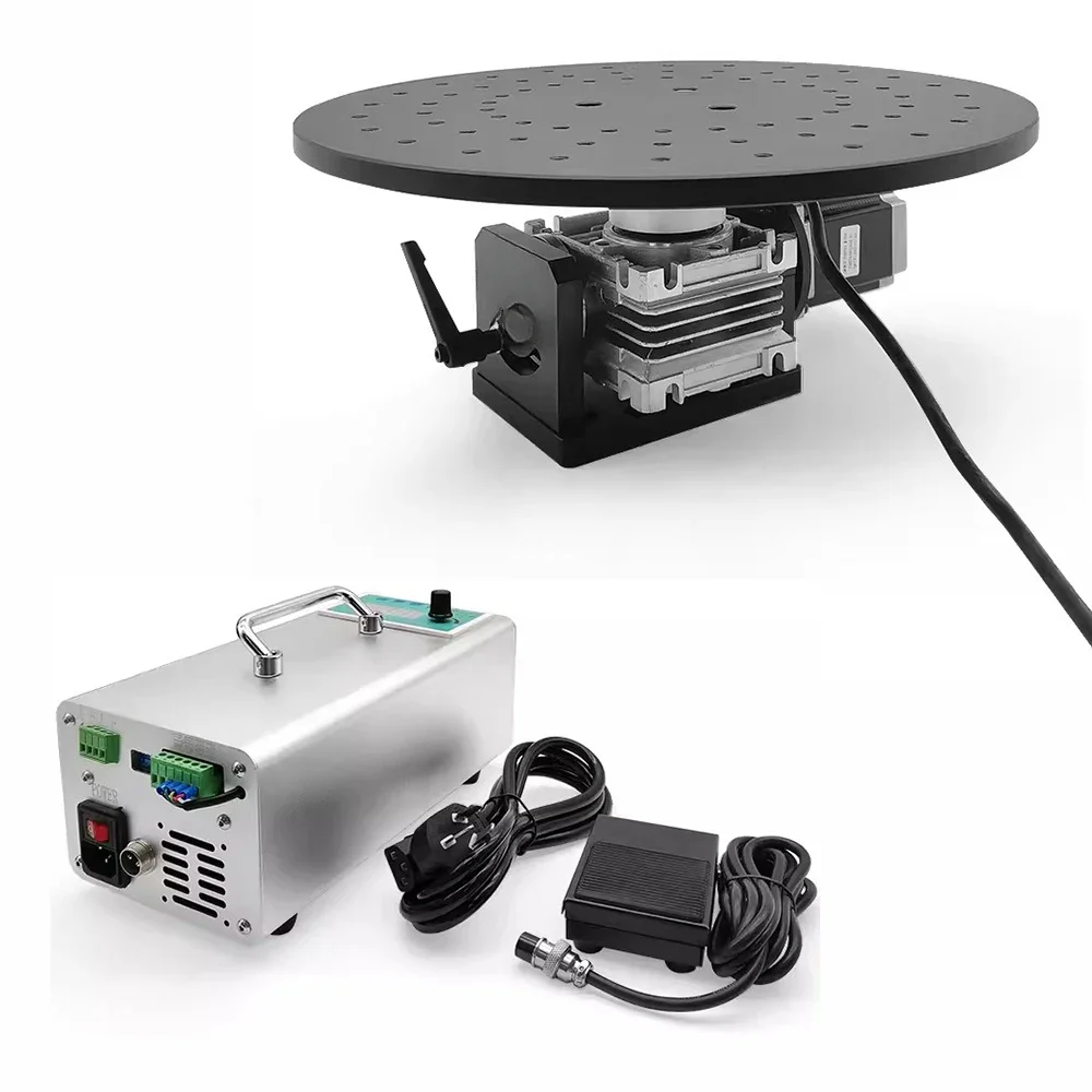 Electric 360° Rotary Turntable Precision Rotating Platform Diameter 300MM Workbench With speed controller and foot switch