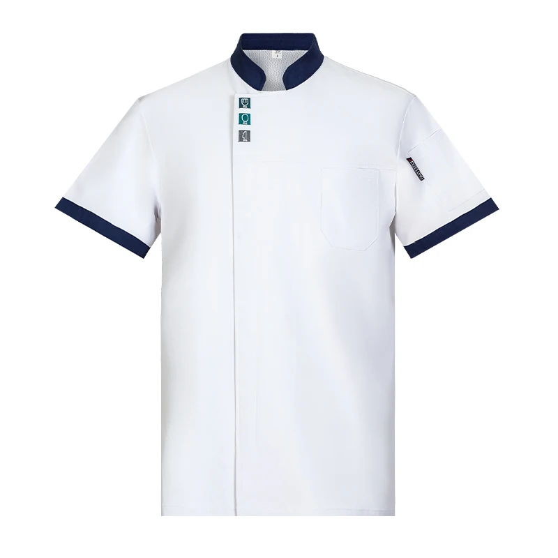 

Professional Kitchen Outfit Summer Short Sleeve Tops Restaurant Kitchen Chef Jackets Cook Shirt Hotel Catering Waiter Uniform