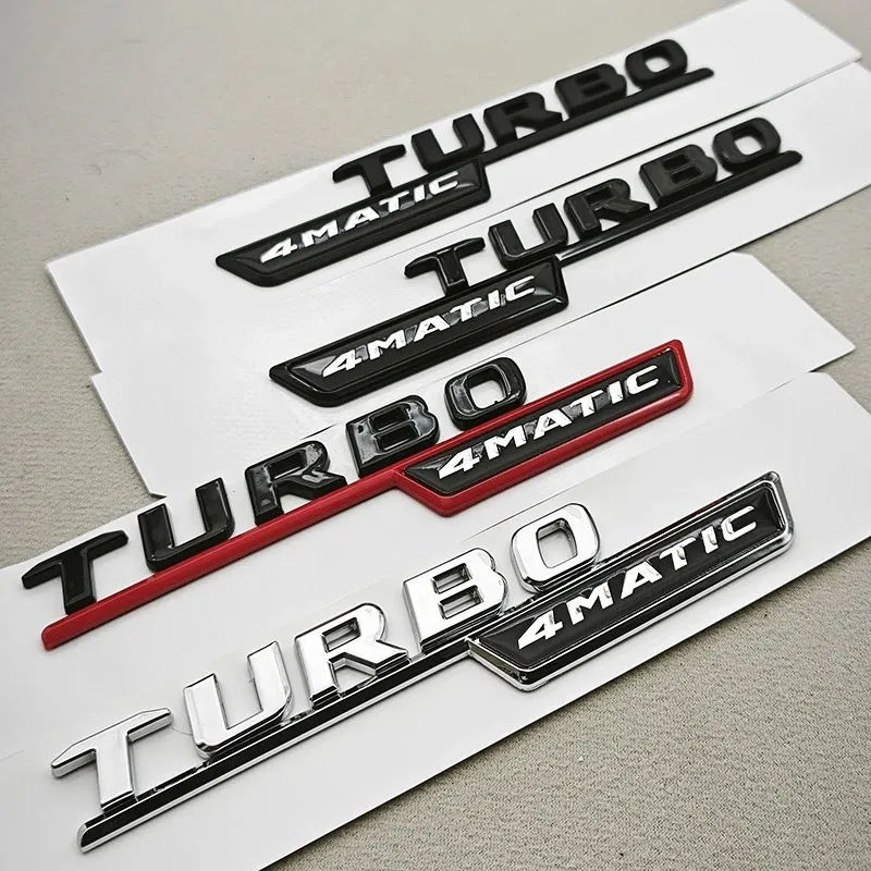 

3D ABS Chrome Car Letters TURBO 4MATIC Logo Fender Side Badge For Mercedes AMG A35 45 A45S W177 W176 Stickers Accessories 2pcs