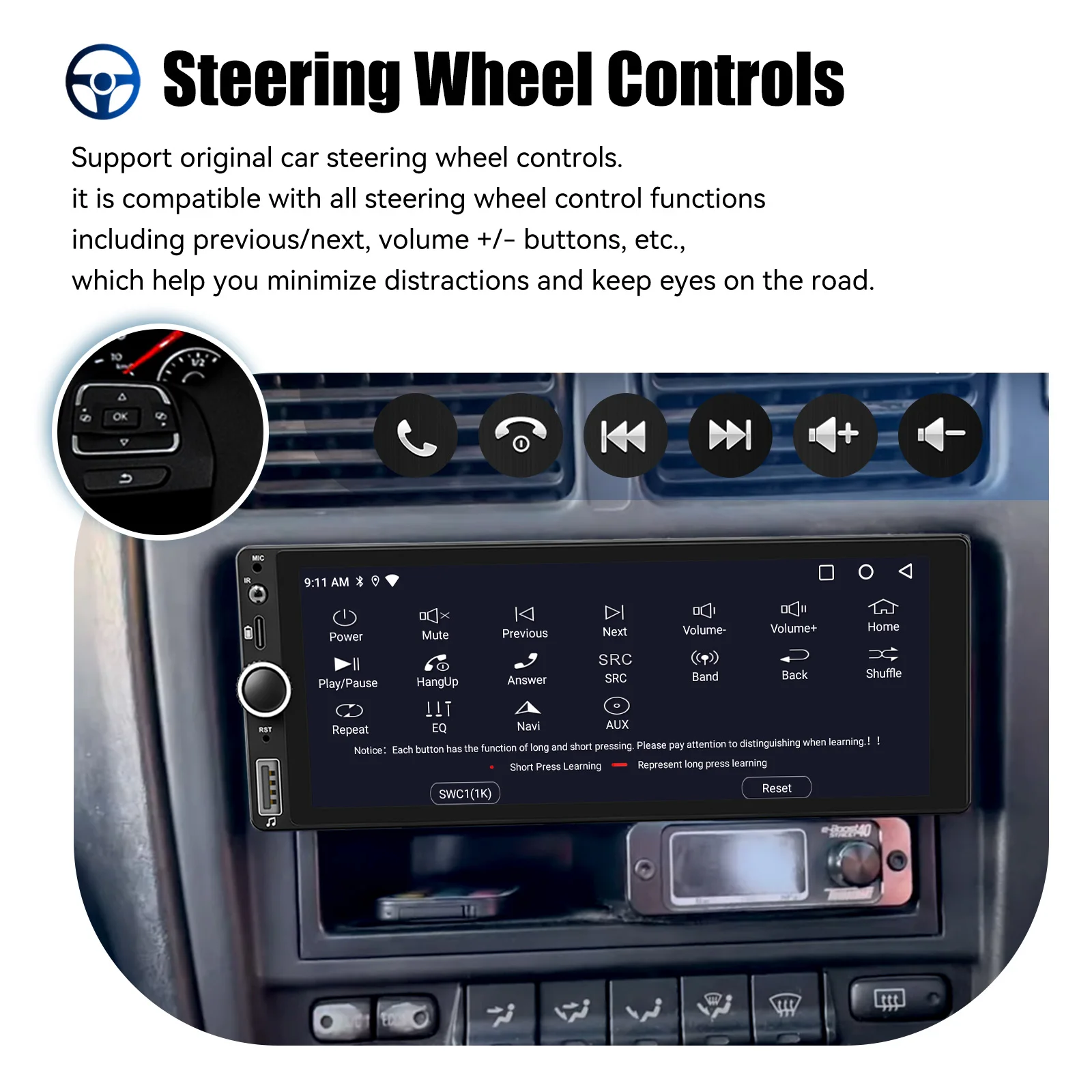 ESSGOO 6.86 بوصة 1Din Carplay Android Auto Android 14 راديو السيارة الوسائط المتعددة فيديو 4GB MP5 Player 1 Din IPS مع بلوتوث ستيريو #6