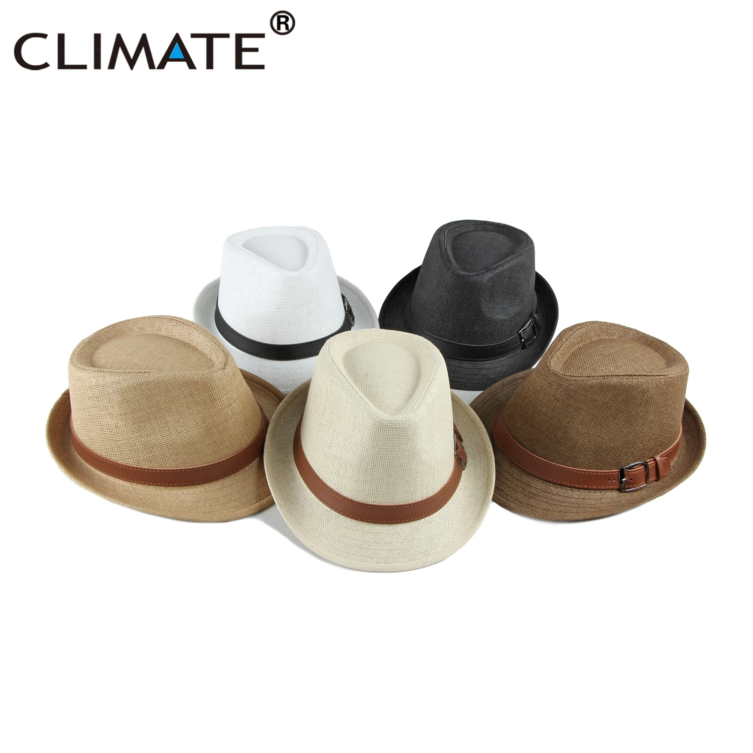 CLIMATE Vintage Summer Straw Hat Cool Men Straw Fedora Panama Hat Paper Retro Hats for Man Solid Fedoras Cap Fedora Men Hat Cap