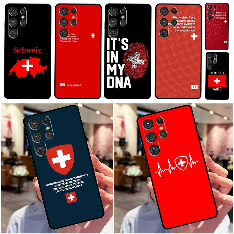 Switzerland Swiss Flag Case For Samsung Galaxy S20 S21 FE Plus Note 20 Ultra S8 S9 S10 Note 10 Plus TPU Cover