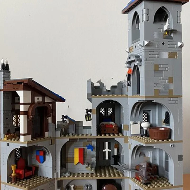 MOC 사자 벽돌 중세 성 유지 모델 키트 빌딩 블록 세트, DIY 크리에이티브 조립 선물 MOC-162144, 1366 개