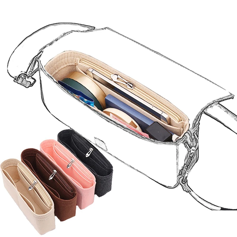 Organizador de bolsas con inserto de fieltro, organizadores de maquillaje, forro perfecto para bolsos de mujer de marca y bolsas de cosméticos, 1 ud.