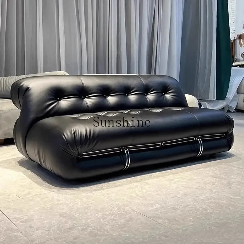 YItalian minimalist small apartment special-shaped creativity, casual leather art buckle straight row, sofa