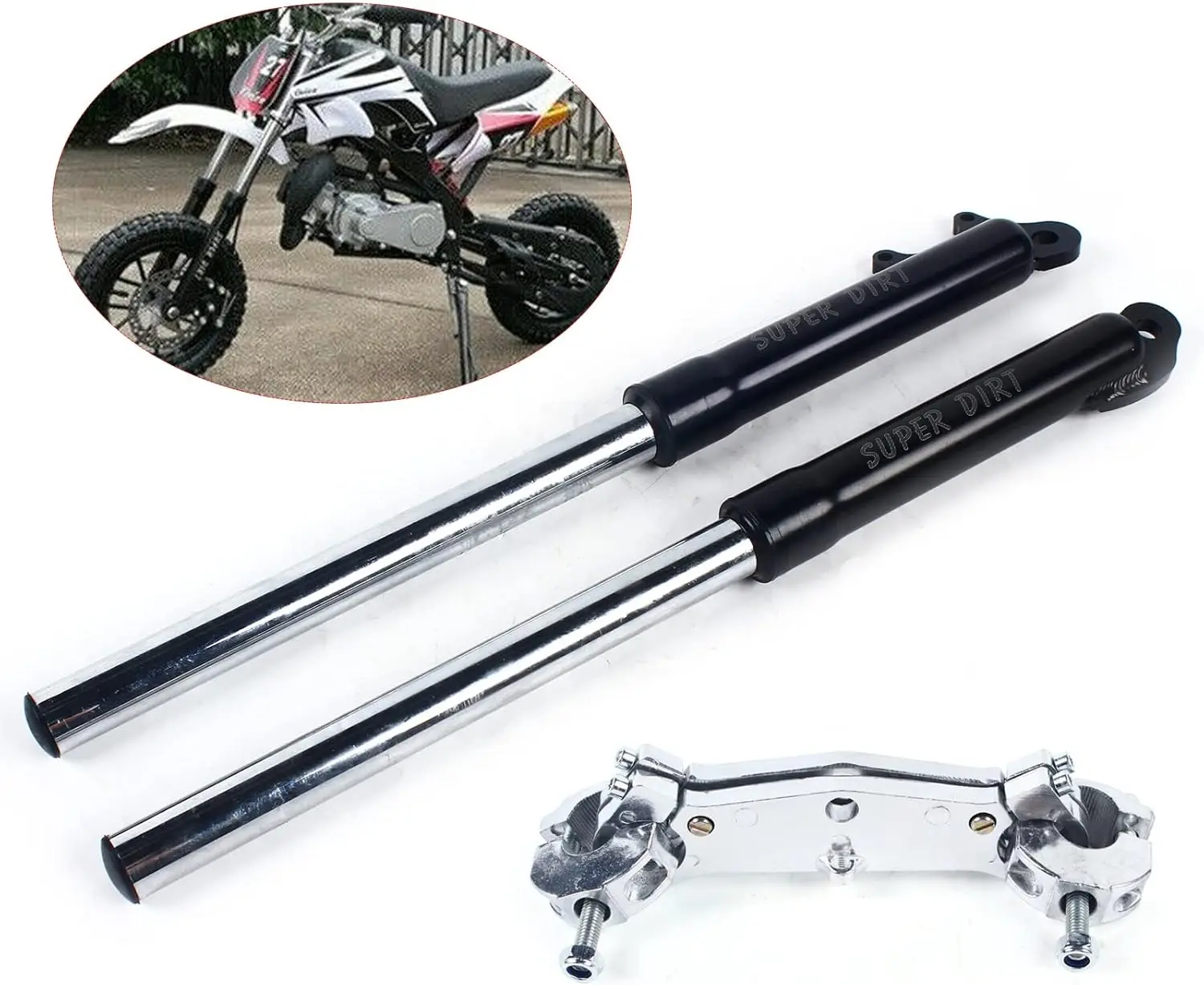 

49CC 2 Stroke Front Fork Shocker Upside Down for Small Mini Triple Dirt Pit Bike Pro Trail Set Black