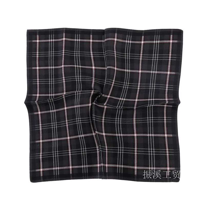 3Pcs 43x43cm 100% Cotton Black Gray British Style Striped Checkered Men Pocket Wedding Party Business Handkerchiefs