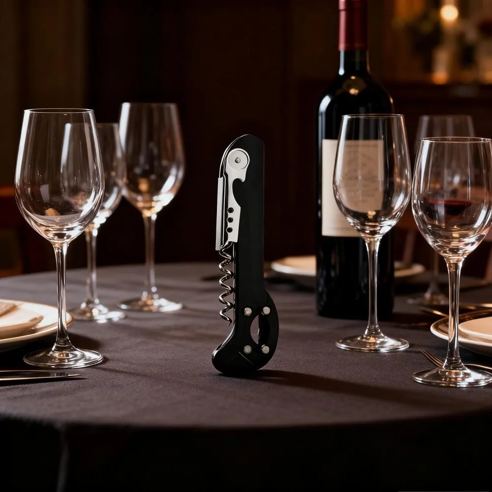 Открывалка для бутылок вина с настоящим отдачей, штопор с двойными петлями, классический ключ для черного вина с выдвижным 4-колесным резаком для фольги
