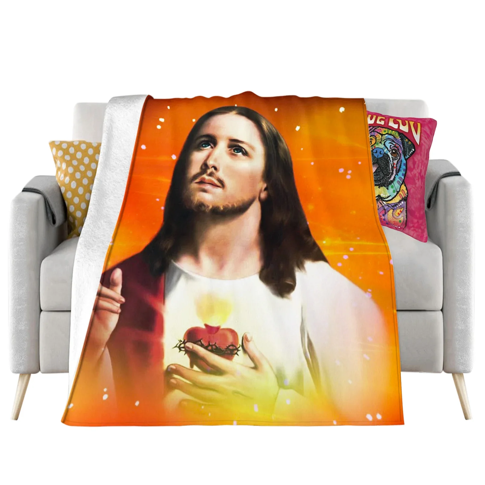 Jesus Flannel Blankets Gifts For Christianity Followers 3D Printed Throw Blanket Office Nap Baby Comfort Quilts 5 Size