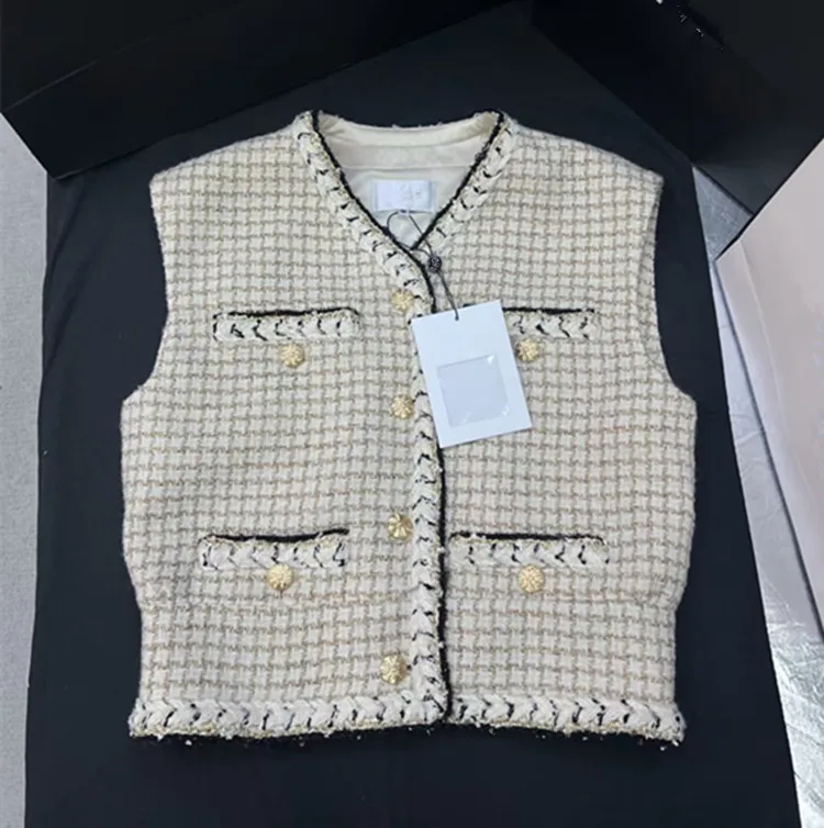 

Customization European women's fashion 2026 spring new collection Sleeveless single-button tweed jacket Fashionable suit