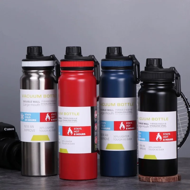 Termo de Acero Inoxidable de 600/800/1000 ml, Botella de Agua Aislada para Exteriores, Mantiene el Frío y el Calor, Taza Térmica de Viaje, Frascos de Vacío