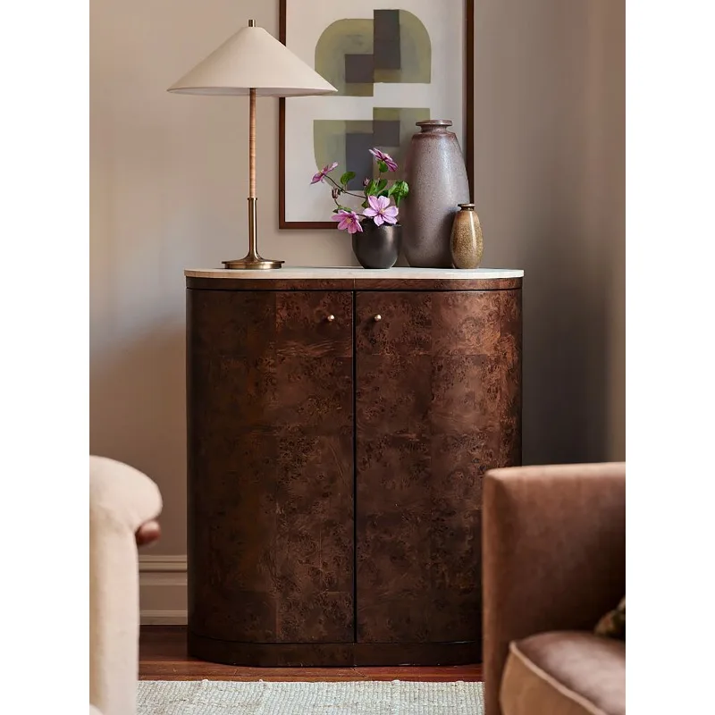 l style tree tumor bark wine cabinet, living room large-capacity high-end solid wood locker Maillard side cabinet light luxury
