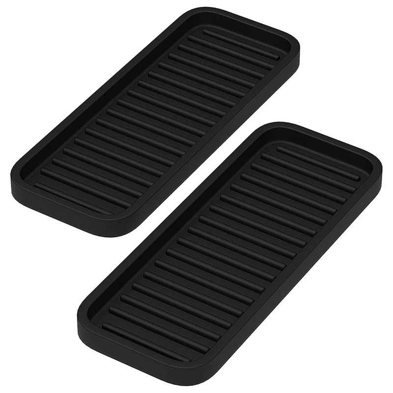 

A68P-2Pc Kitchen Silicone Sink Holder Soap Dispenser Countertop Tray Bathroom Shower Shampoo Bottle Storage Tray Draining Pad
