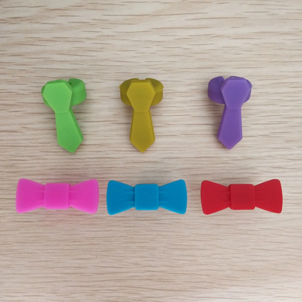 

6 Pcs Glass Tags Identifier Drink Markers Silicone Labels 3 Colors 2 Styles Heat Resistant Non Slip Kitchen Bar Accessories