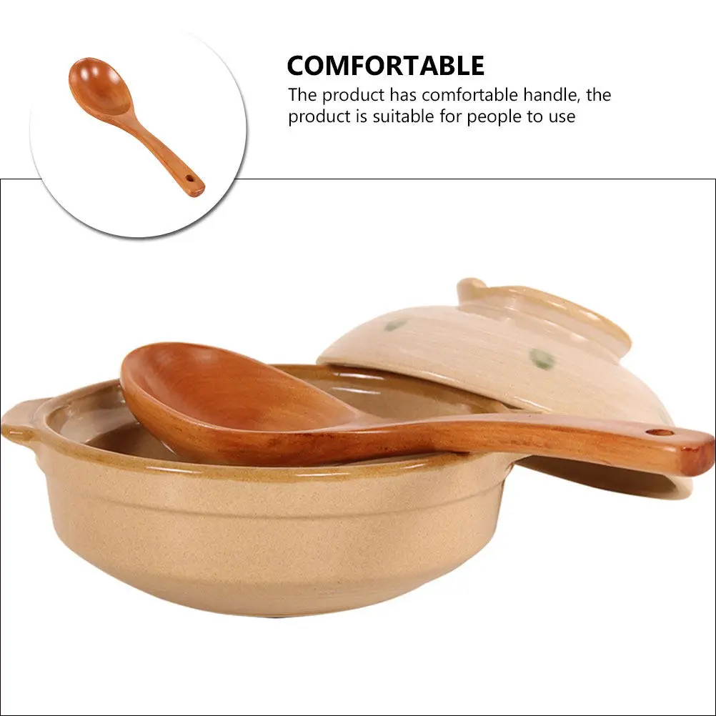 Wooden Spoon for Home Kitchen Soup Rice Porridge Ramen Hot Pot Serving Exquisite Craftsmanship Comfortable Handle High End