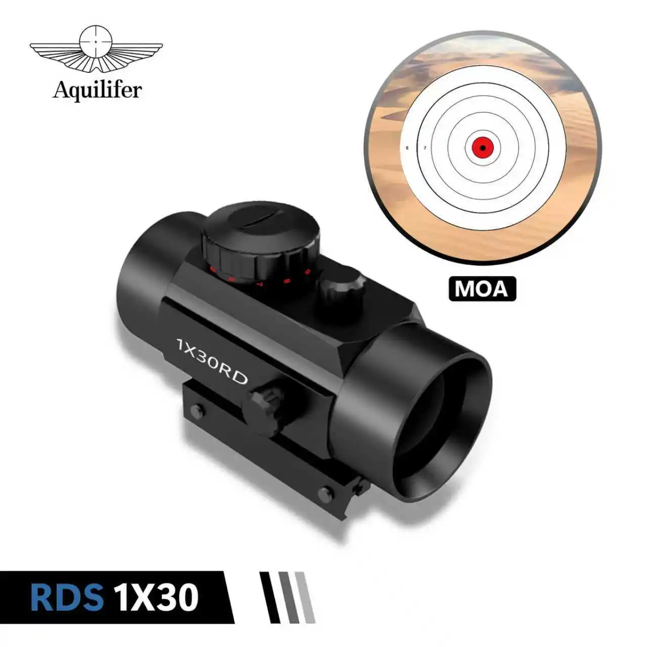 

Aquilifer 1x30 Red Dot Sight Wide Field of View Shockproof Adjustable Dual-Color Illumination for Hunting Outdoor