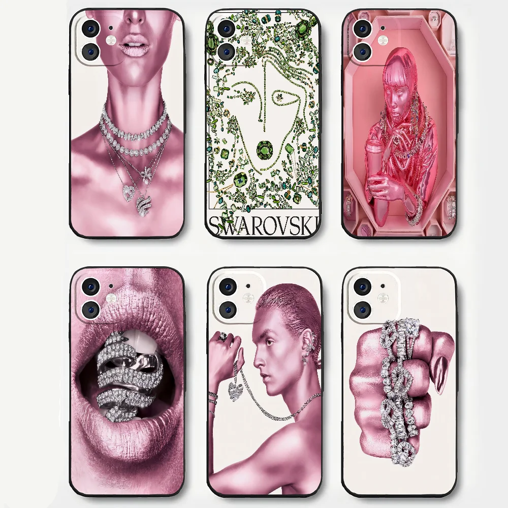 SS-SwarovskiS-S Phone Case Silicone Soft For IPhone 16 15 14 13 12 11 Plus Pro Max Plus