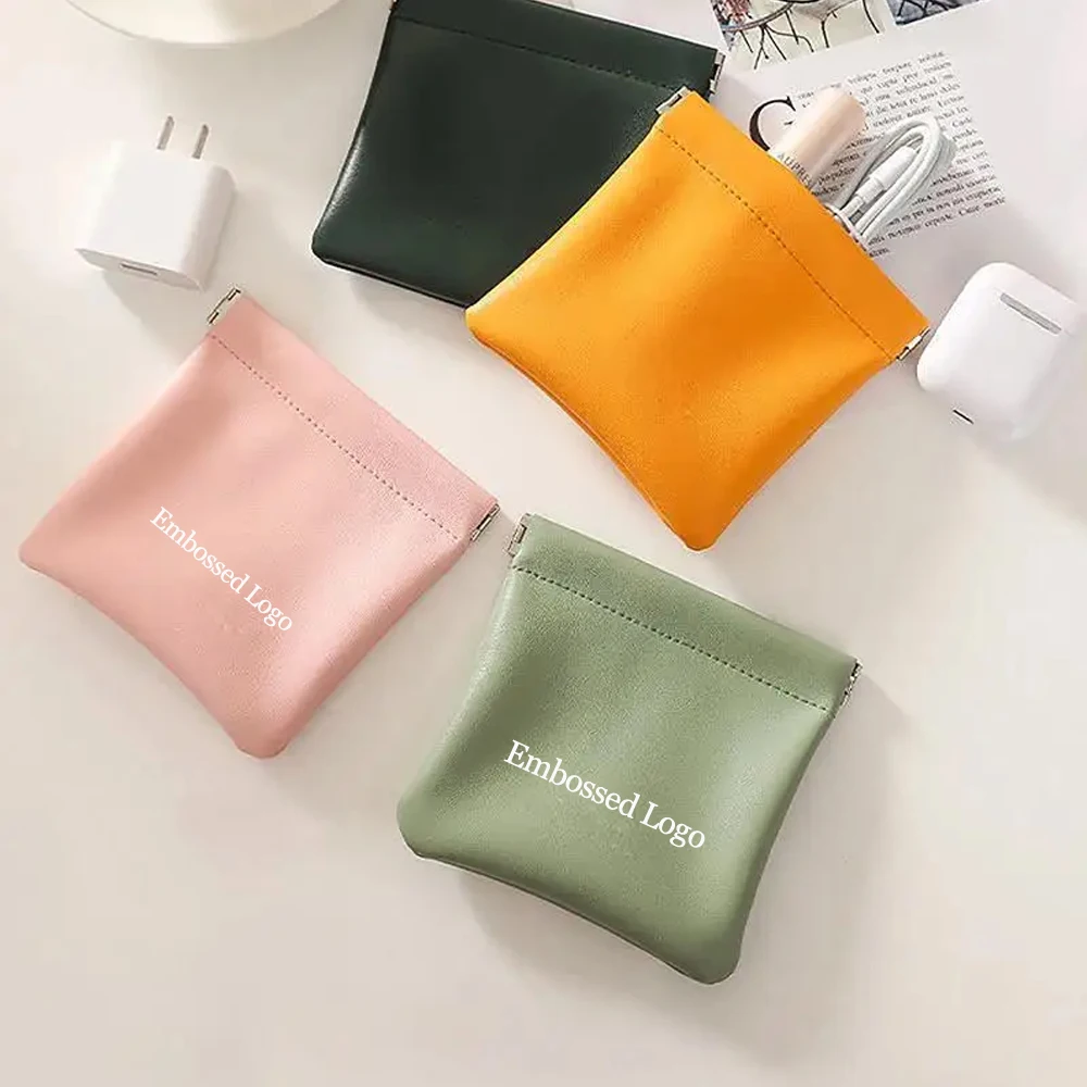 

Custom Trendy PU Leather Mini Cosmetic Organizer Portable Lipstick Keychain Shrapnel Pouch Earphone Storage Case for Party Favor