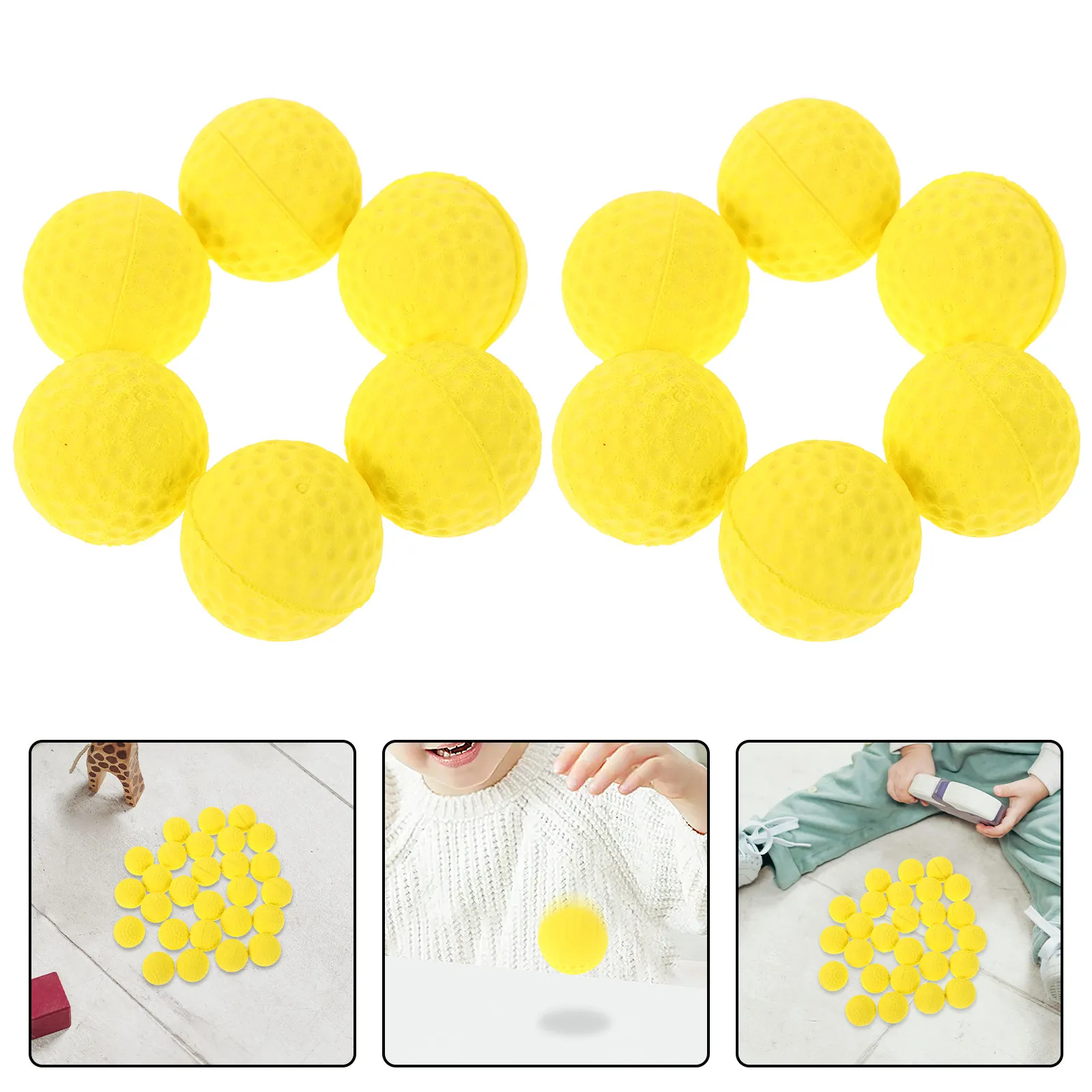 

50Pcs Soft Eva Foam Balls Bright Yellow for Indoor Outdoor Golf Practice Tossing Bouncing Playing Ball Foam Golf Practice Balls