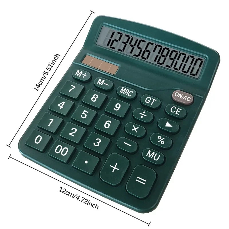 12-Digit Large LCD Display Calculator Standard Function Calculator with Solar & Battery Dual Power for Home Basic Desktop Office