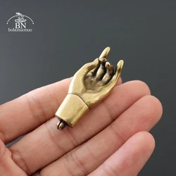 Antique Copper Lucky Buddha Hands Figurines Ornaments Vintage Brass Feng Shui Home Decorations Accessories Desk Decors Keychains