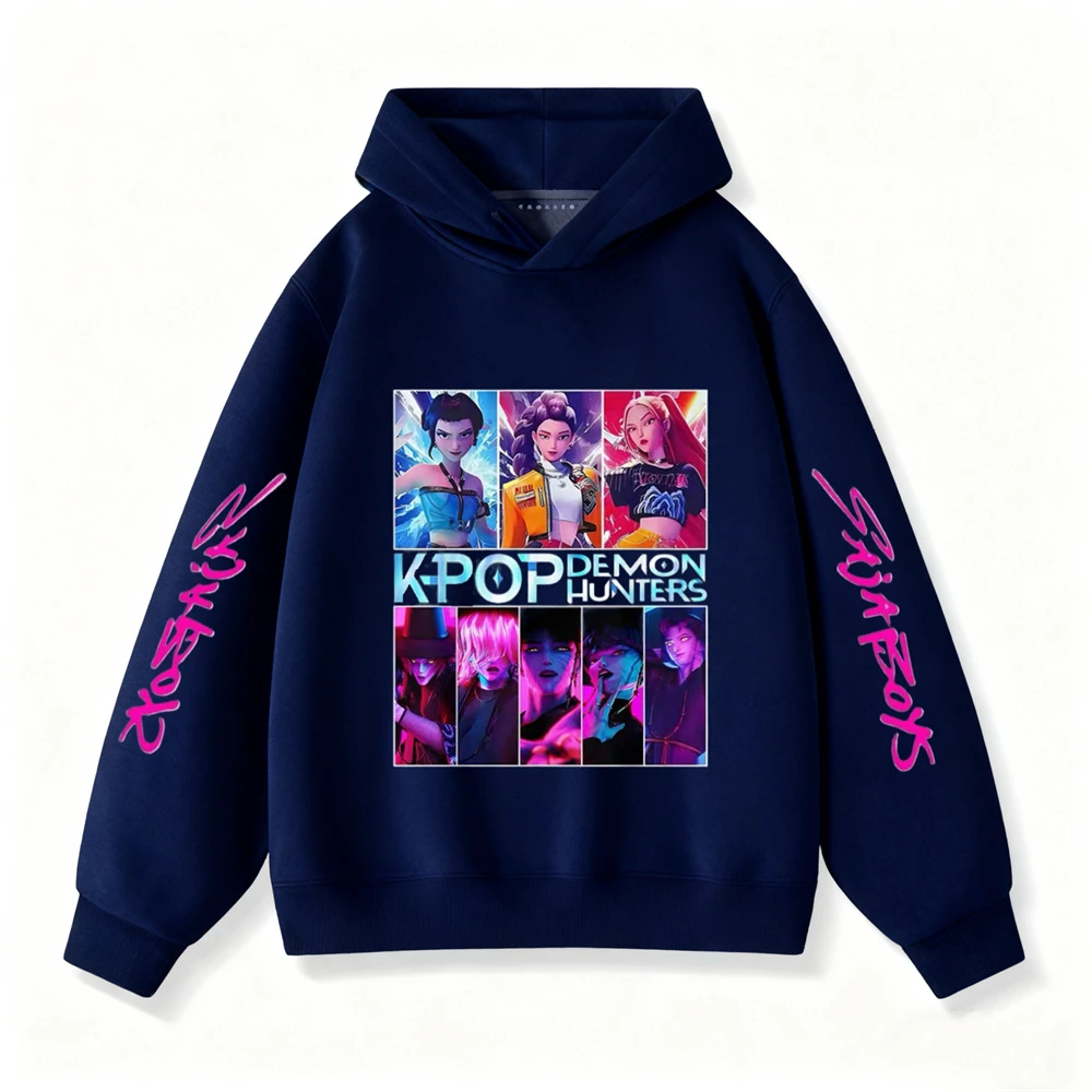 شيطان الصيادين Huntrix بلوزات العصرية هوديس غير رسمية نمط جديد الفتيات الطفل طويلة الأكمام طفل Crewneck مقنعين البلوفرات