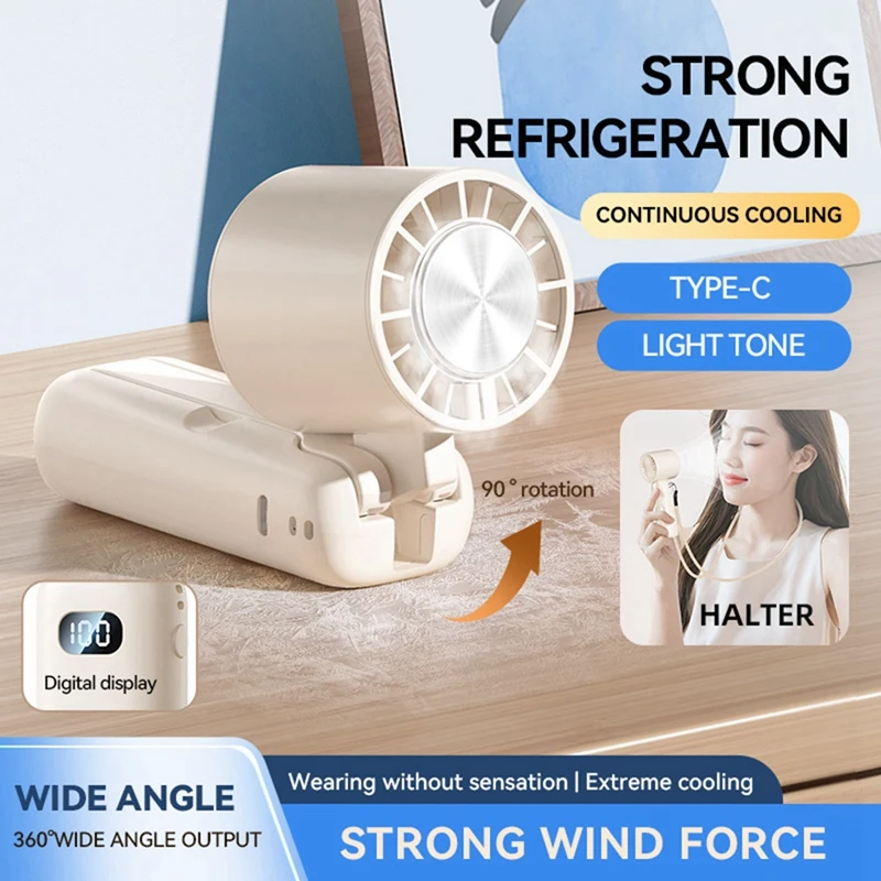 Venda superior compressa de gelo mini ventilador de refrigeração ventilador portátil mini dobrável display digital mudo ventilador desktop compressa gelo pescoço ventilador