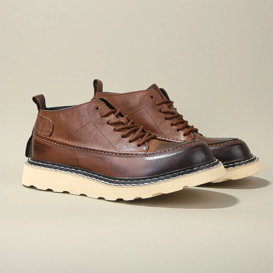 

Мужские высокие кожаные ботинки премиум-класса, повседневные туфли из воловьей кожи с винтажным верхом, ботильоны в стиле ретро на дышащей мягкой подошве