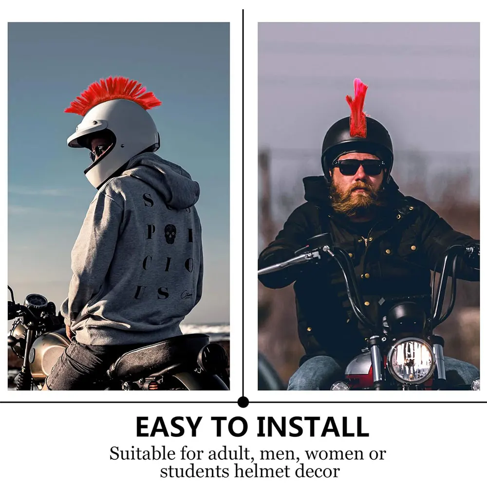 Synthetische Perücken für Helme: Motorrad-Mohawk für Fahrrad-/Almost-Helme, wiederverwendbares Design (Helm nicht enthalten) – Detail 10