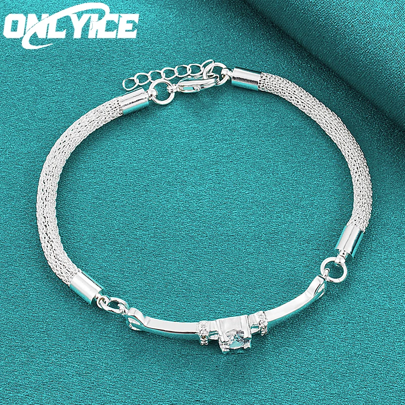 

Hot New 925 Sterling Silver Exquisite Zircon Snake Chain Bracelet For Women Wedding Fashion Party Charm Jewelry Christmas Gifts