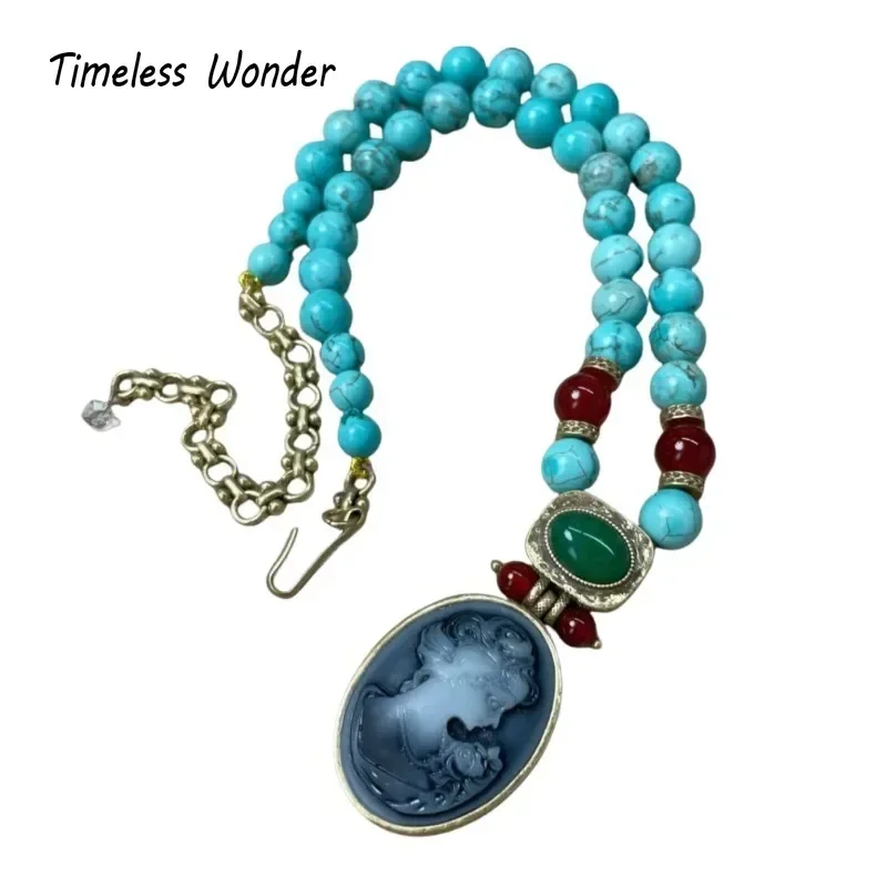 

Timeless Wonder Fancy Geo Figure Stone Beaded Necklace for Women Designer Jewelry Goth Runway Luxury Rare Top Sweet 4524