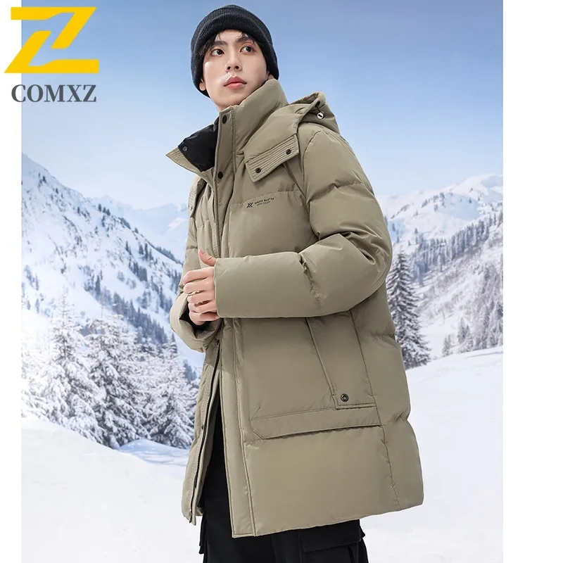 

COMXZ Men Cotton Padded Jacket Simple Design Snow Ski Lightweight Warm Hiking Padded Jacket Fashionable Street Winter padding