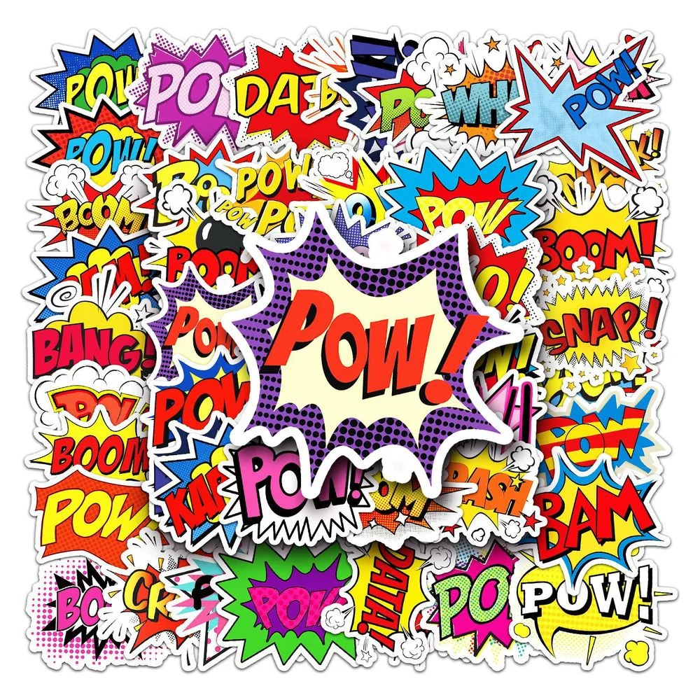 10/50Pcs/pack OOPS BANG BOOM WOW POW Graffiti Stickers DIY Words Sticker for Laptop Skateboard Guitar Fridge Waterproof Decals