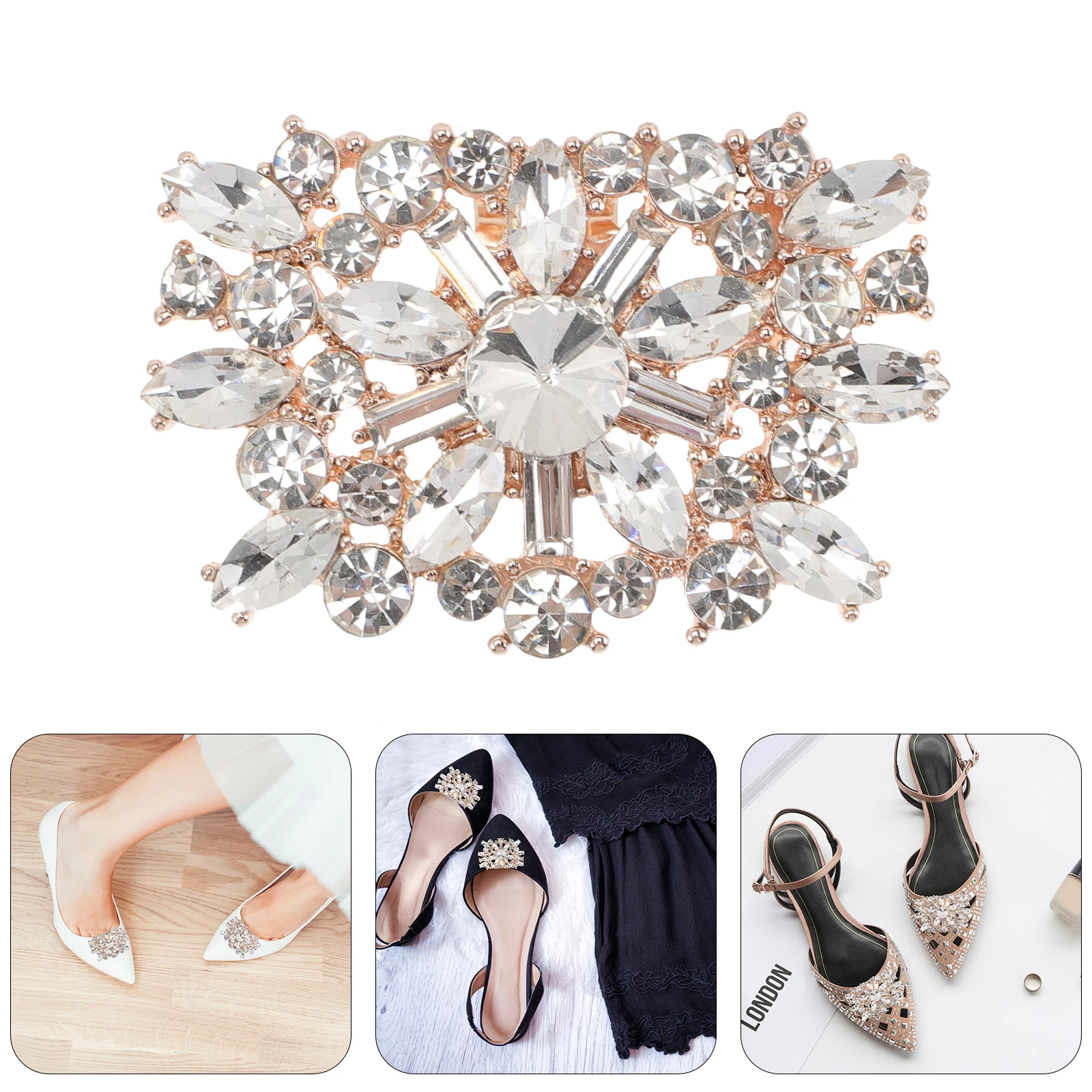 

2Pcs Glass Diamond Shoe Clips Rhinestone Buckle Decorative Accessories for Pumps S Flat Heels Wedding Party Gifts Shoe