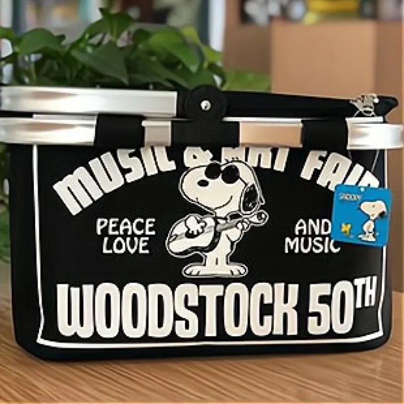 Snoopy Cooler Bag Outdoor Ice Cooler Bento Basket Cartoon Portable Camping Large Capacity Travel Foldable Food Picnic Storage