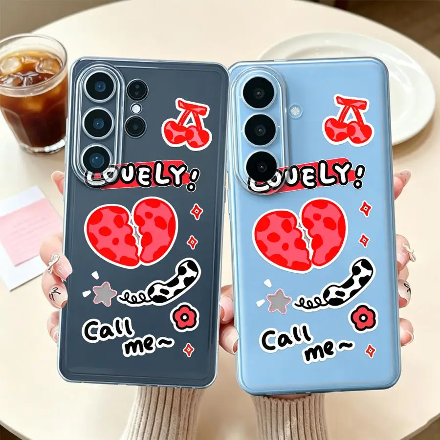 Case for Samsung Galaxy S26 Ultra S20 S25 Plus S25+ S22 S24 FE S21 S26+ Note 10 20 S23 S10 Clear Phone Cover Heart Card