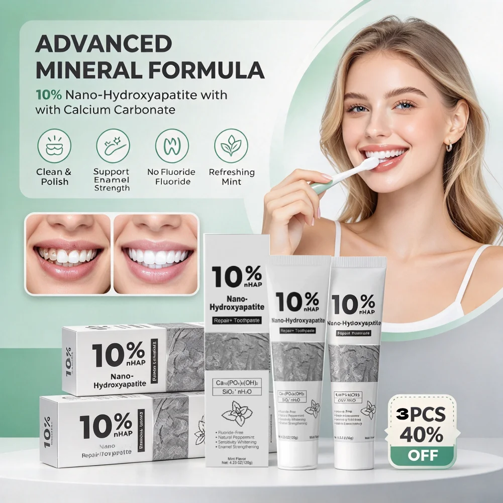 10% Nano-Hydroxyapatite Toothpaste 120g Reduce Tooth Stains Fresh Breath Whitening Toothpaste Daily Enamel Care Supplies