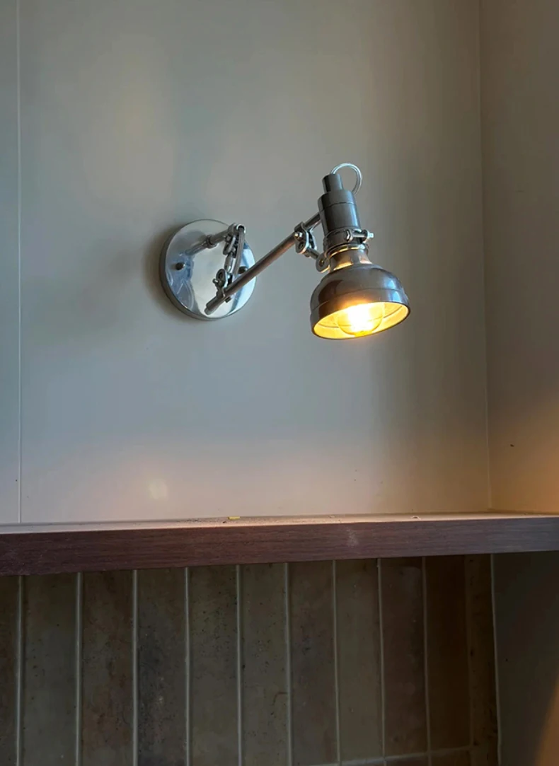 Amerikanische silberne Wandleuchte Stil E14 Glühbirne Schwingarm Wandleuchte Schlafzimmer Foyer Esszimmer Schlafzimmer Leseleuchten – Detail 1