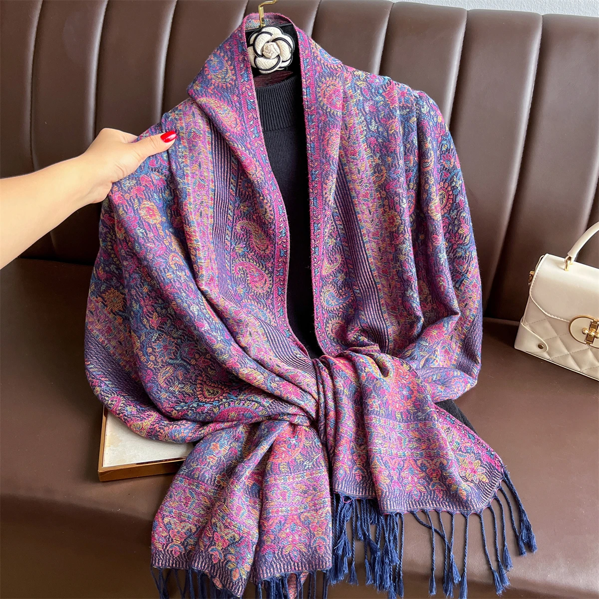 Luxus Winter Schal Frauen Kaschmir Warme Pashmina Marke Foulard Weibliche Schals Wraps Dicke Weiche Bufanda Poncho Schals Stola 2025 – Detail 10