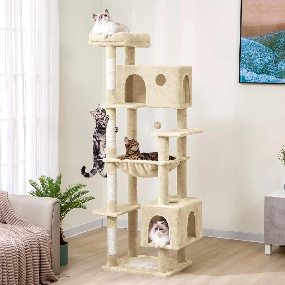 

Cat Tree for Large Cats 70 Inches Tall with Large Hammock 21.7x17.7 Inches Super Spacious Condo and Wide Padded Scratching Posts