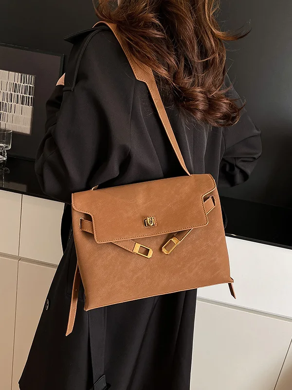 

2025 New Faion Simple Versatile Bag Women High Quali Large Capaci Single oulder Slant Cross Brown Small Square Bag
