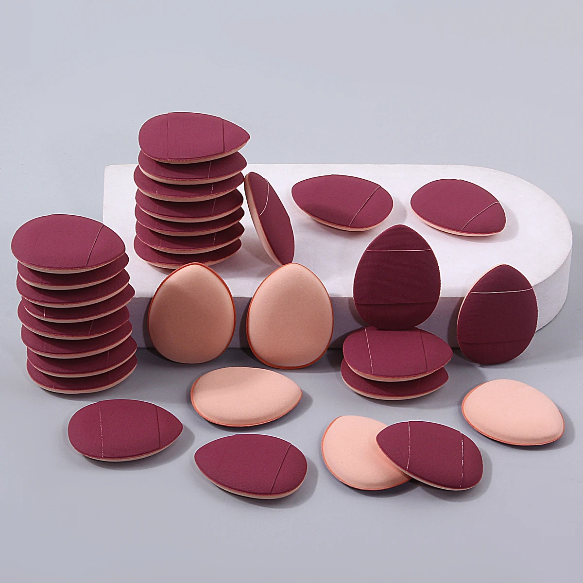 30/50/100PCS super affordable teardrop-shaped mini powder puff set, non-sticking powder cushion thumb powder puff makeup tool
