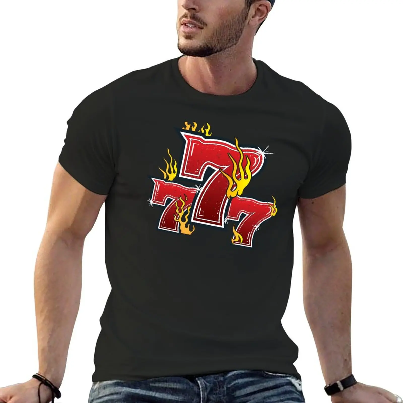 777 Lucky Slot Machine Numbers Jackpot T-Shirt vintage clothes customs cute tops t shirt for men