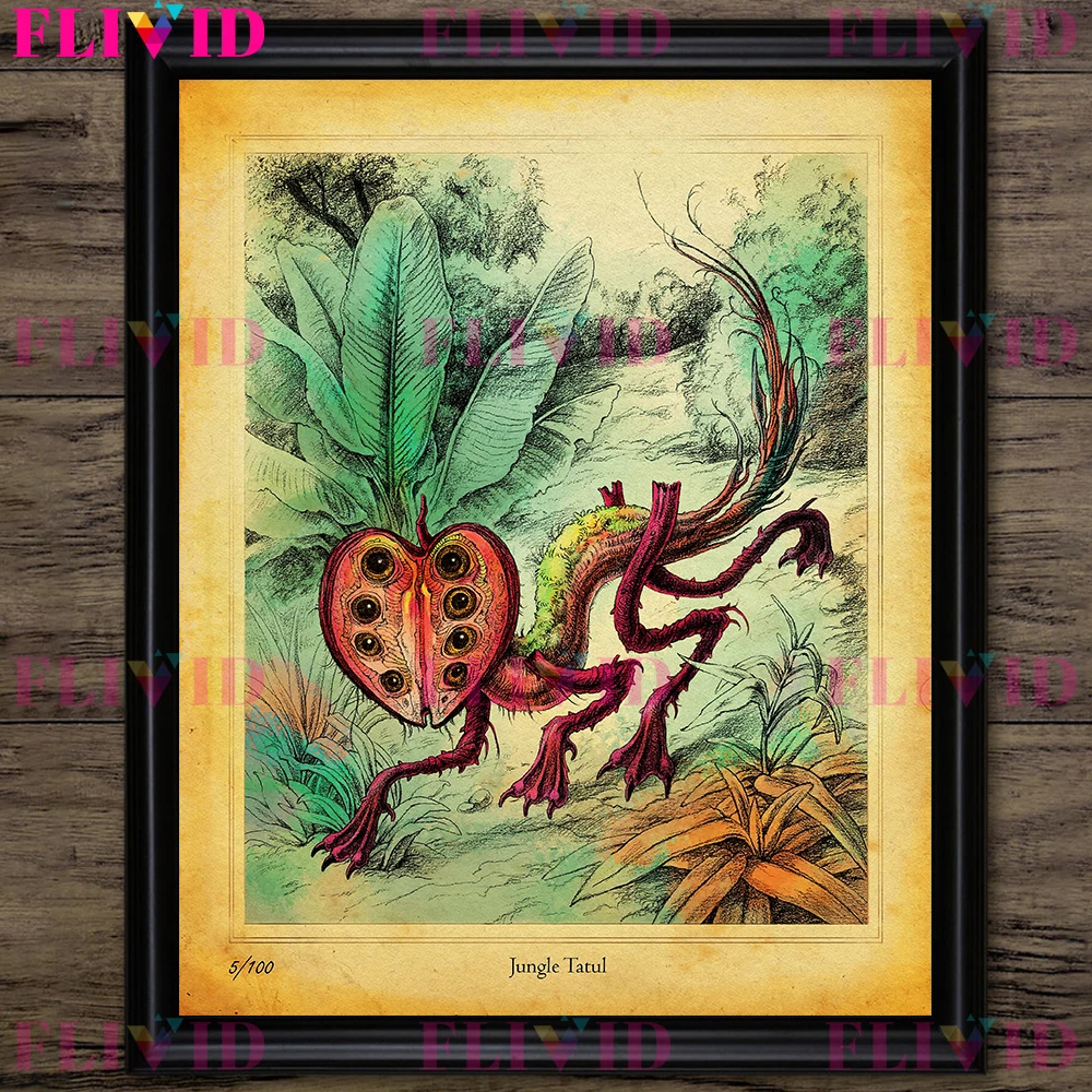 Mysterious Plant Animal Symbiotic Creatures Vintage Wall Art Decor Magic & Witchcraft Creature Art Poster Print Surreal Poster